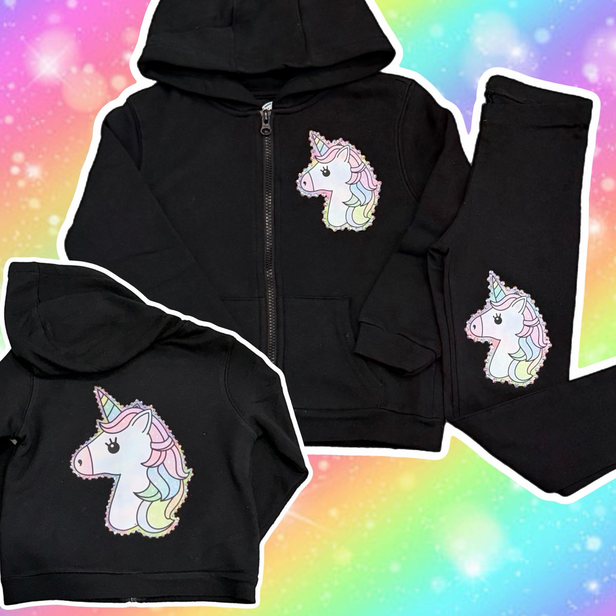 Pastel Unicorn Zip-Up Hoodie & Leggings Set