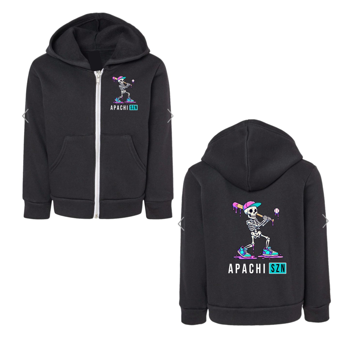 Boys Apachi/ Apachi Village baseball skeleton hoodie