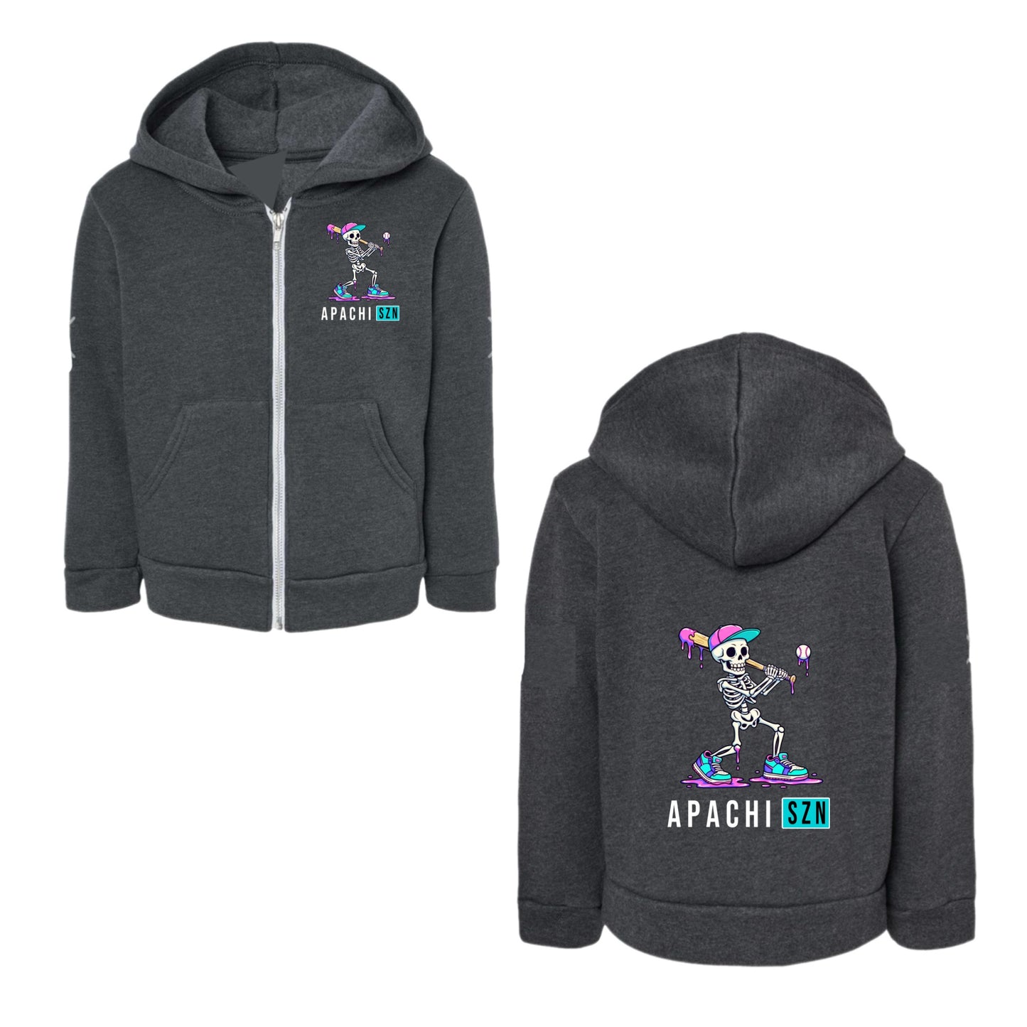 Boys Apachi/ Apachi Village baseball skeleton hoodie