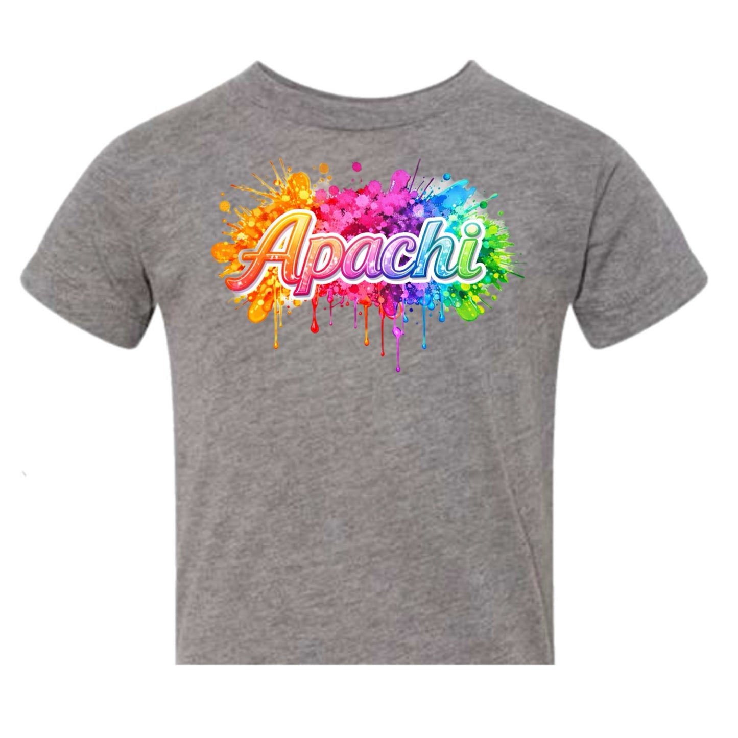 Girls Apachi/ Apachi Village neon splatter tee