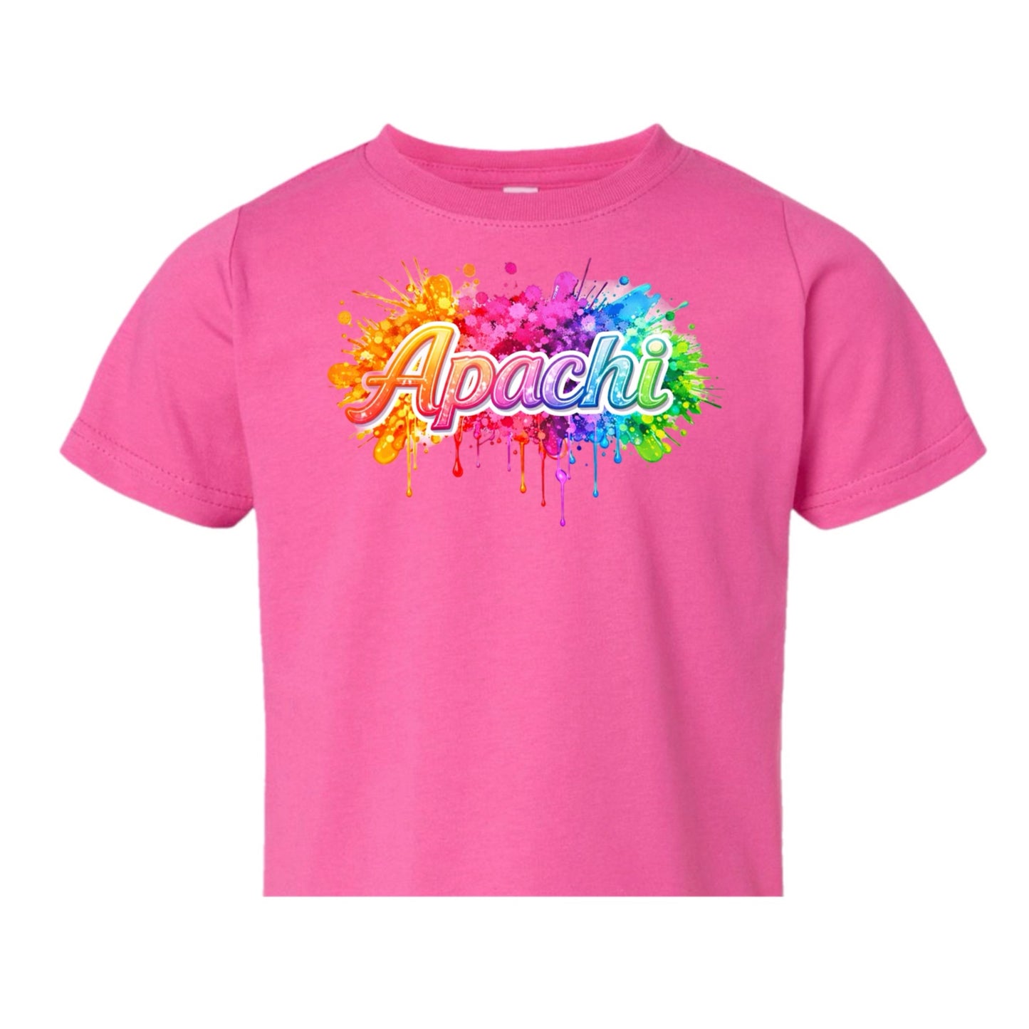 Girls Apachi/ Apachi Village neon splatter tee