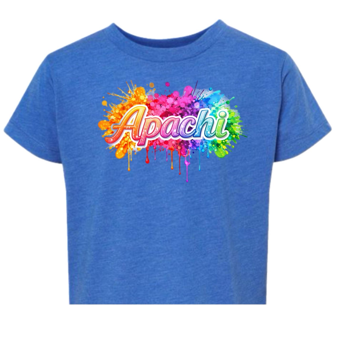 Girls Apachi/ Apachi Village neon splatter tee