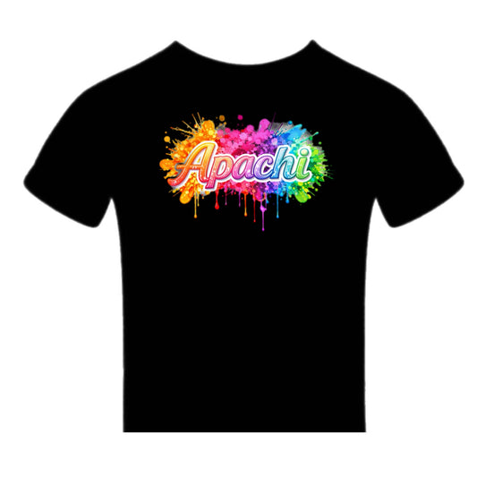 Girls Apachi/ Apachi Village neon splatter tee