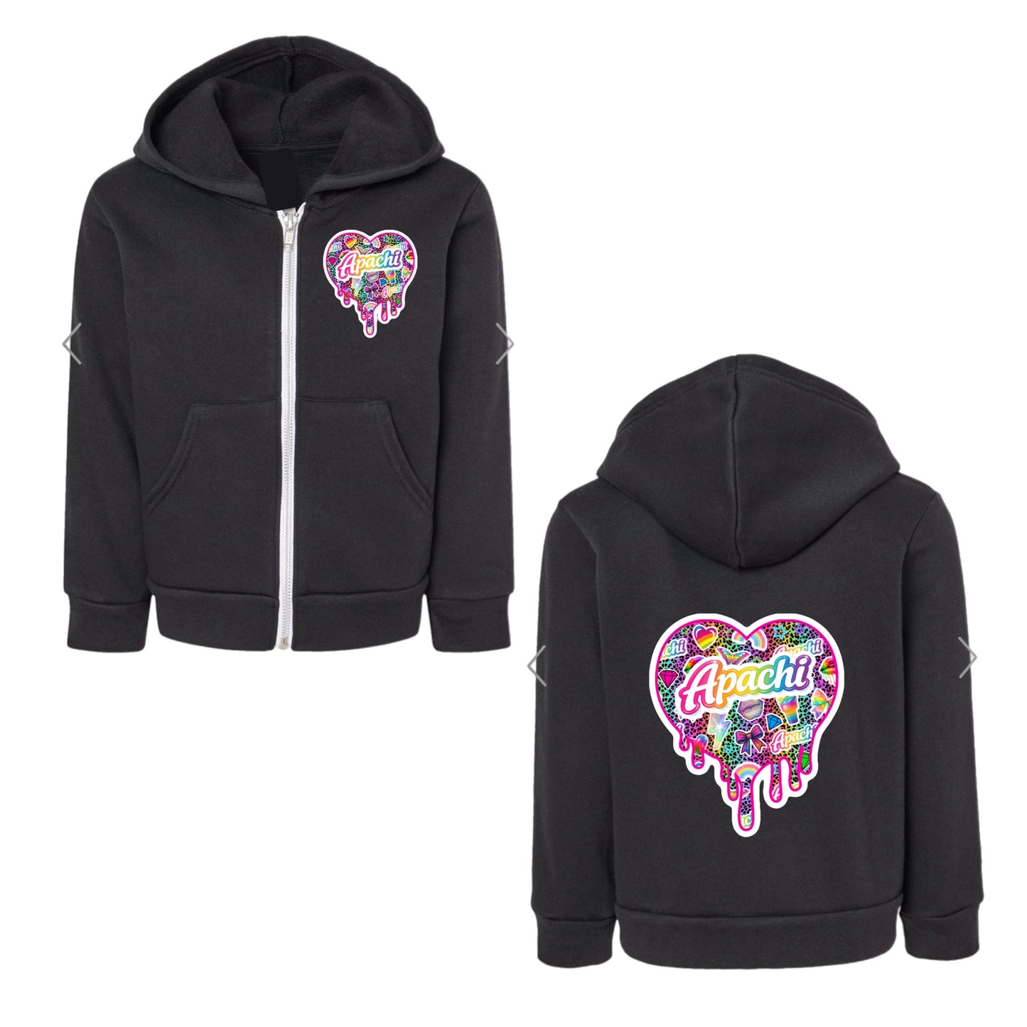 Girls APACHI/ APACHI VILLAGE drippy heart zip hoodie