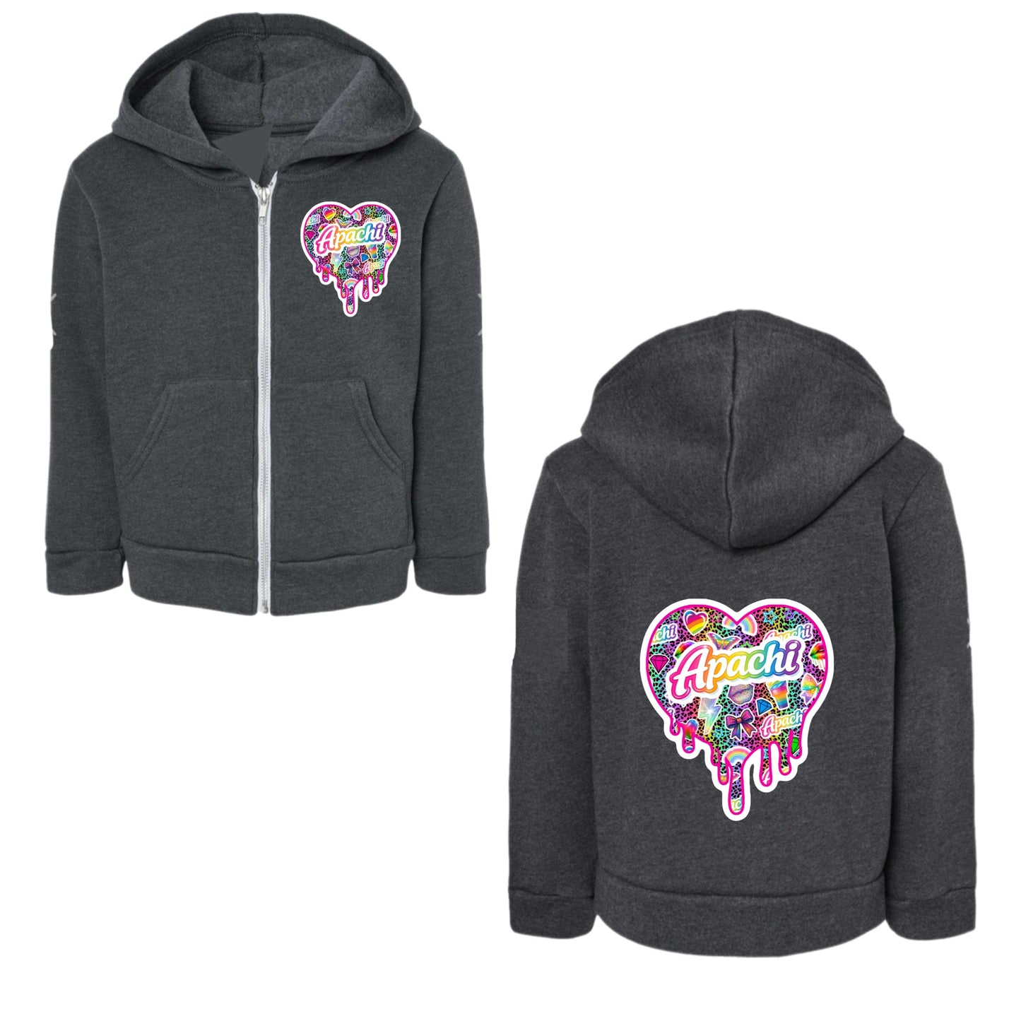 Girls APACHI/ APACHI VILLAGE drippy heart zip hoodie
