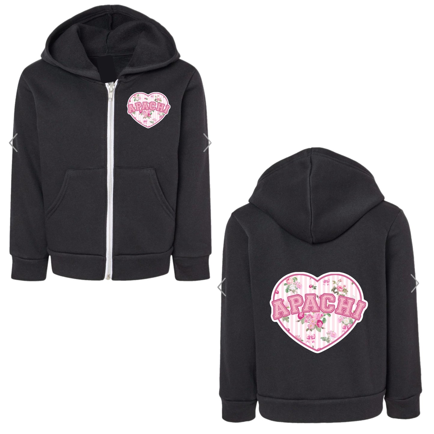 Girls APACHI/ APACHI VILLAGE floral heart zip hoodie