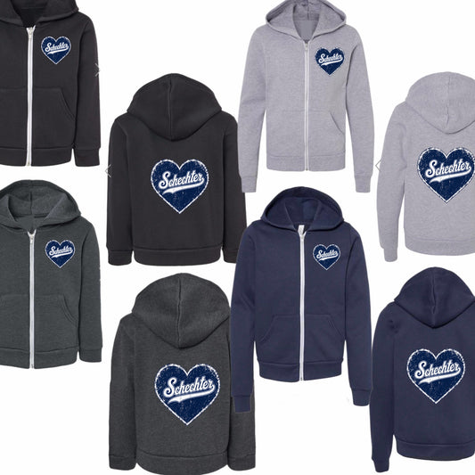 Vintage Cursive Heart Zip-Up