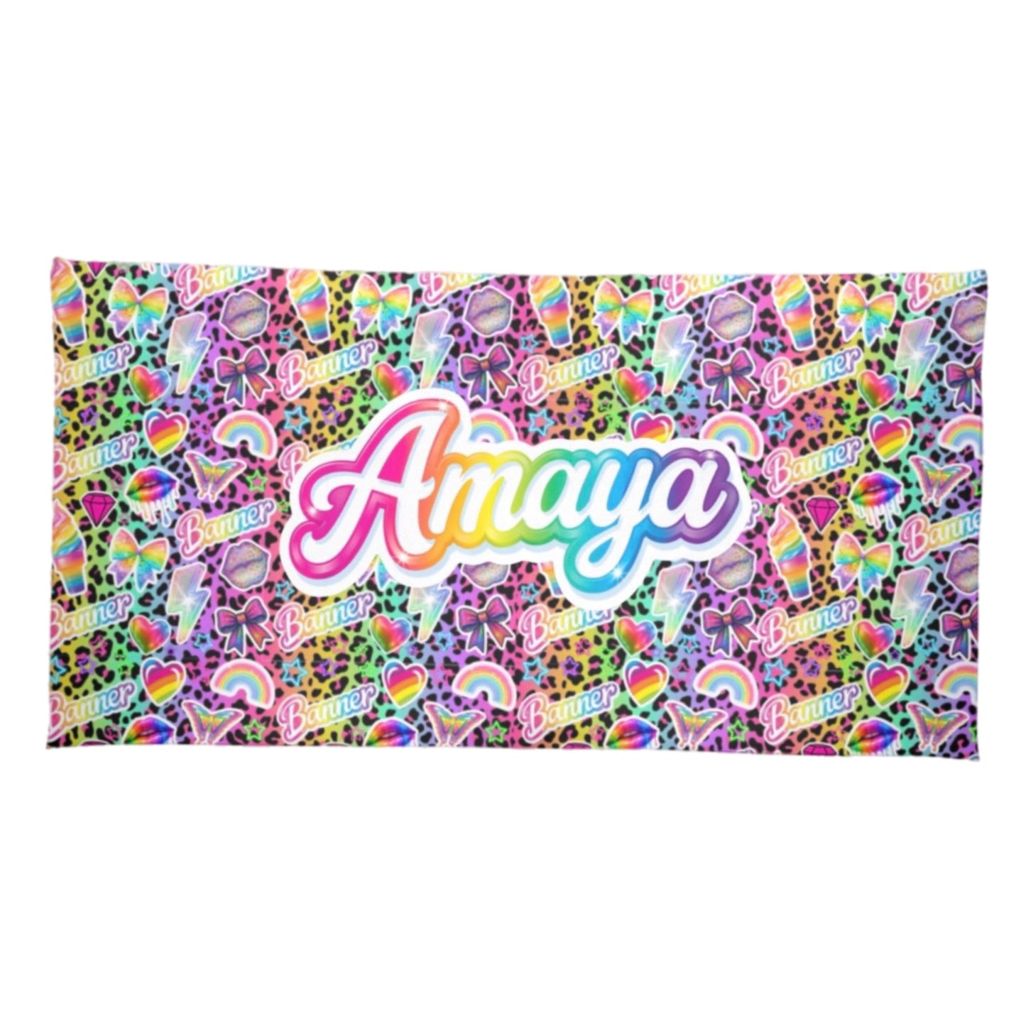 Banner pink neon beach towel