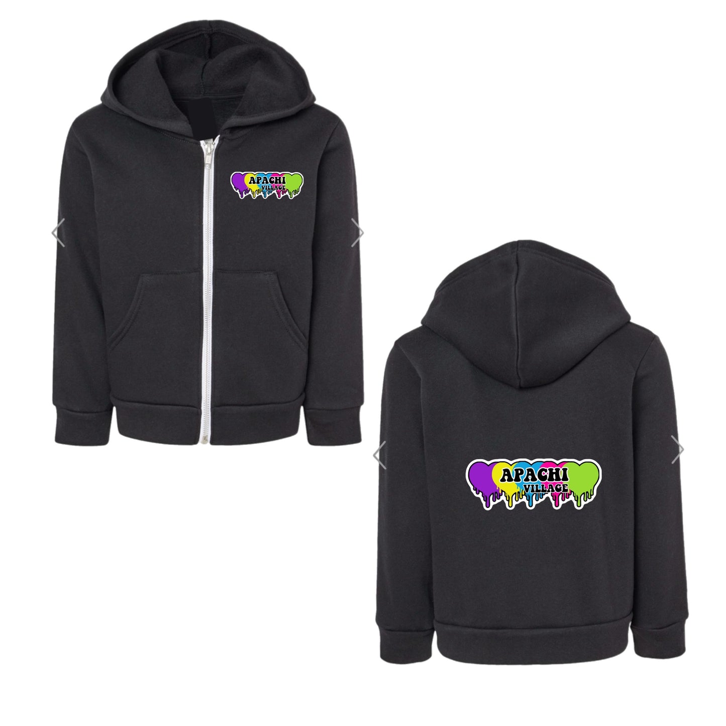 Girls APACHI/ APACHI VILLAGE neon hearts zip hoodie
