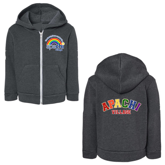 Girls Apachi Village rainbow patch zip hoodie