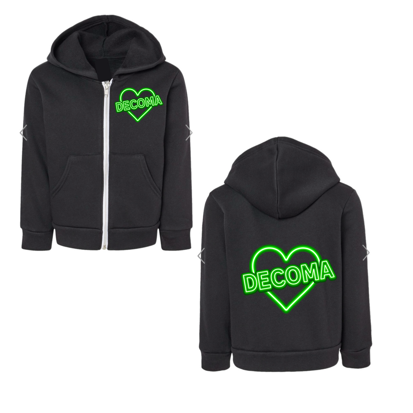 Decoma girls/adults neon heart hoodie