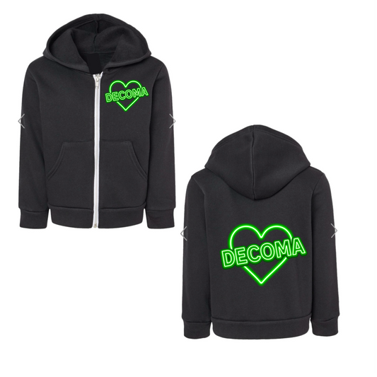 Decoma girls/adults neon heart hoodie