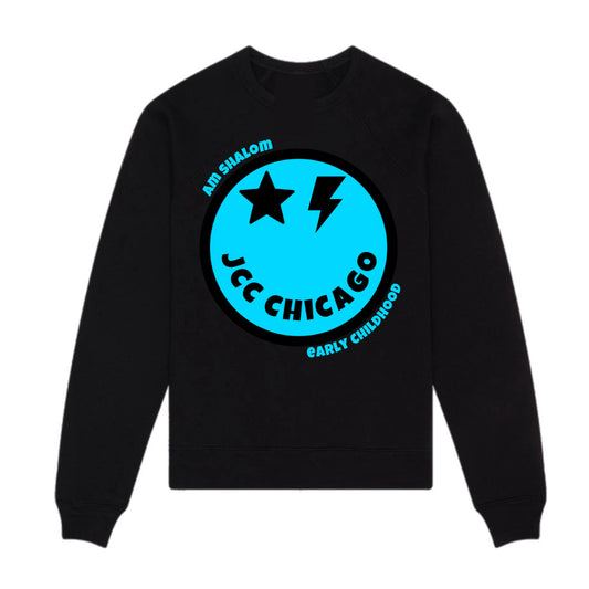 Blue emoji JCC Am Shalom crewneck