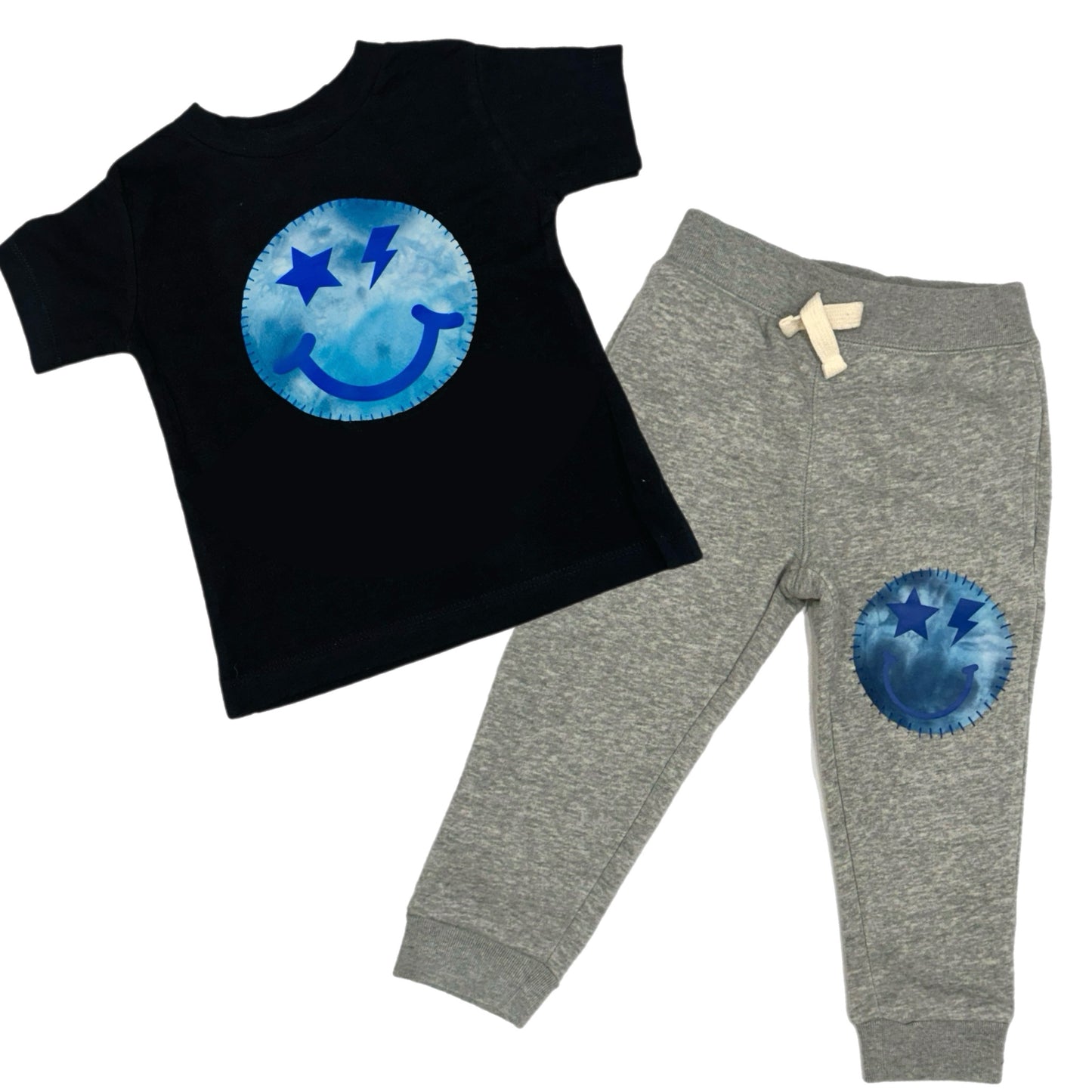 Blue emoji joggers
