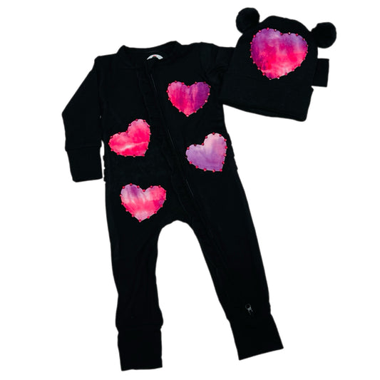 Tie-Dye Heart Romper & Hat