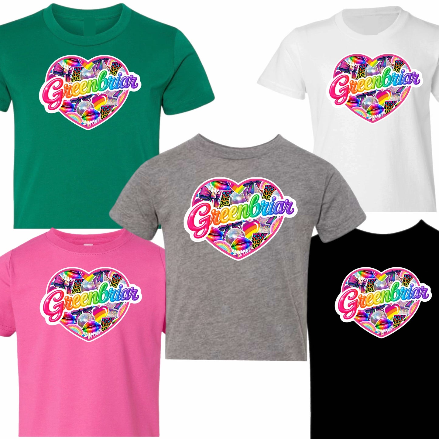 Greenbriar neon heart tee