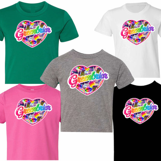 Greenbriar neon heart tee