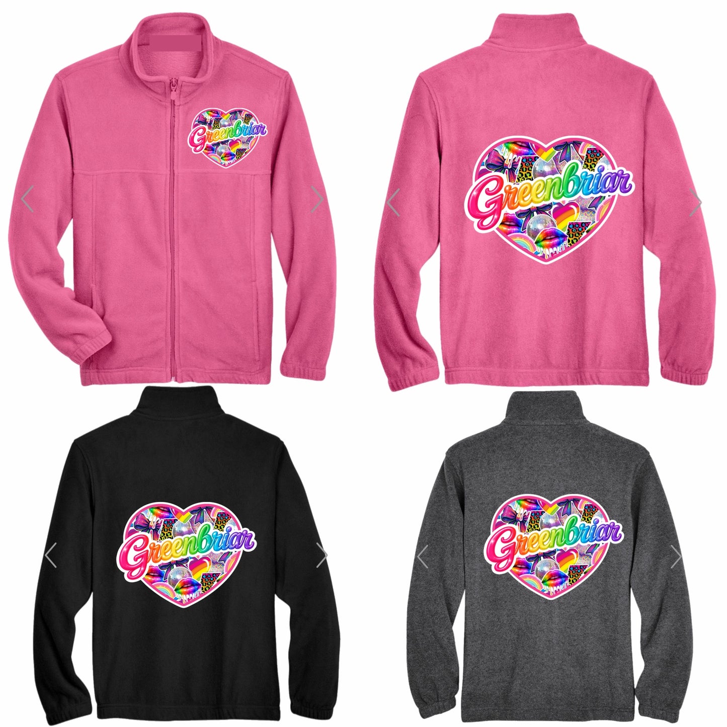 Greenbriar neon heart fleece zip jacket