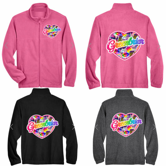 Greenbriar neon heart fleece zip jacket