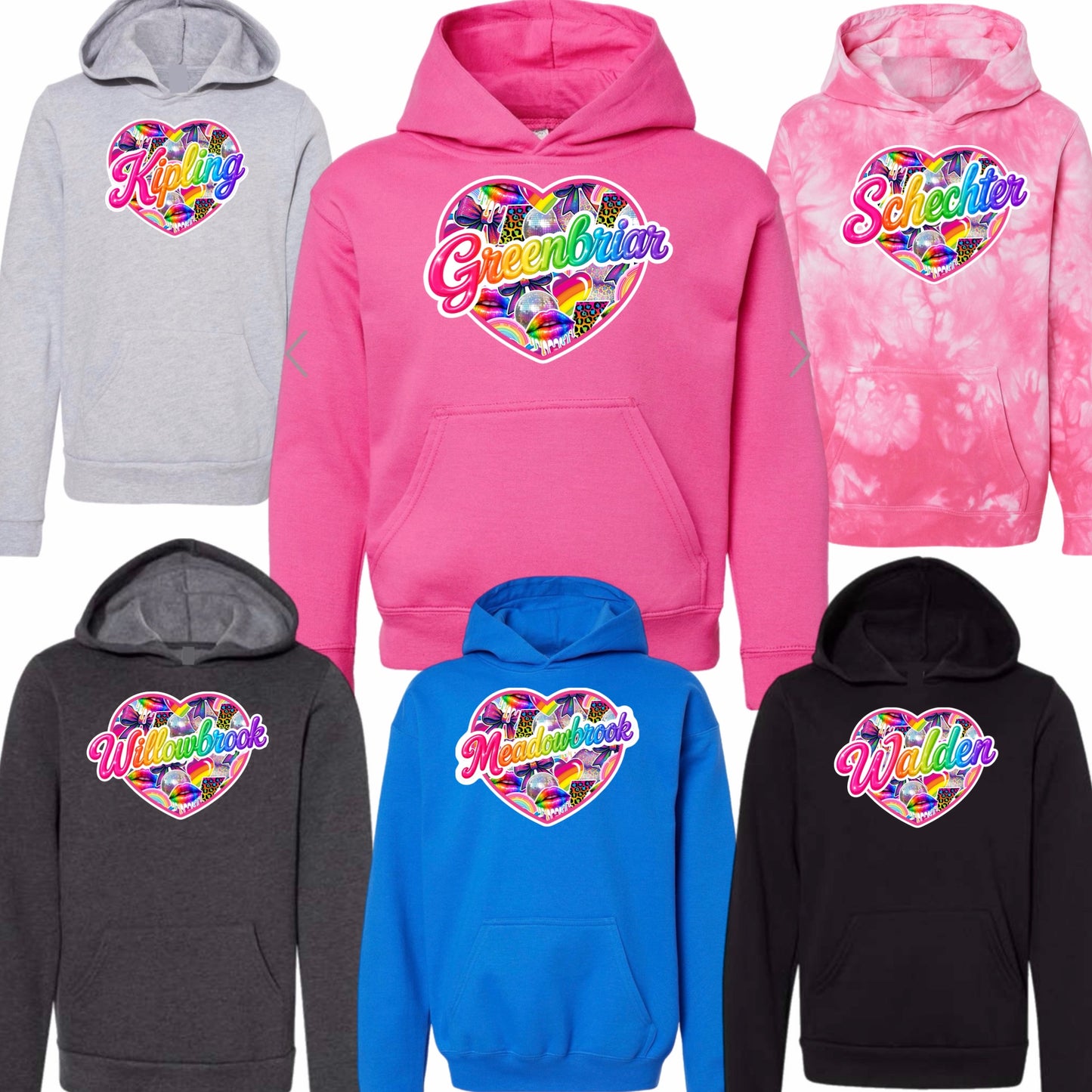 Girls neon heart hoodie