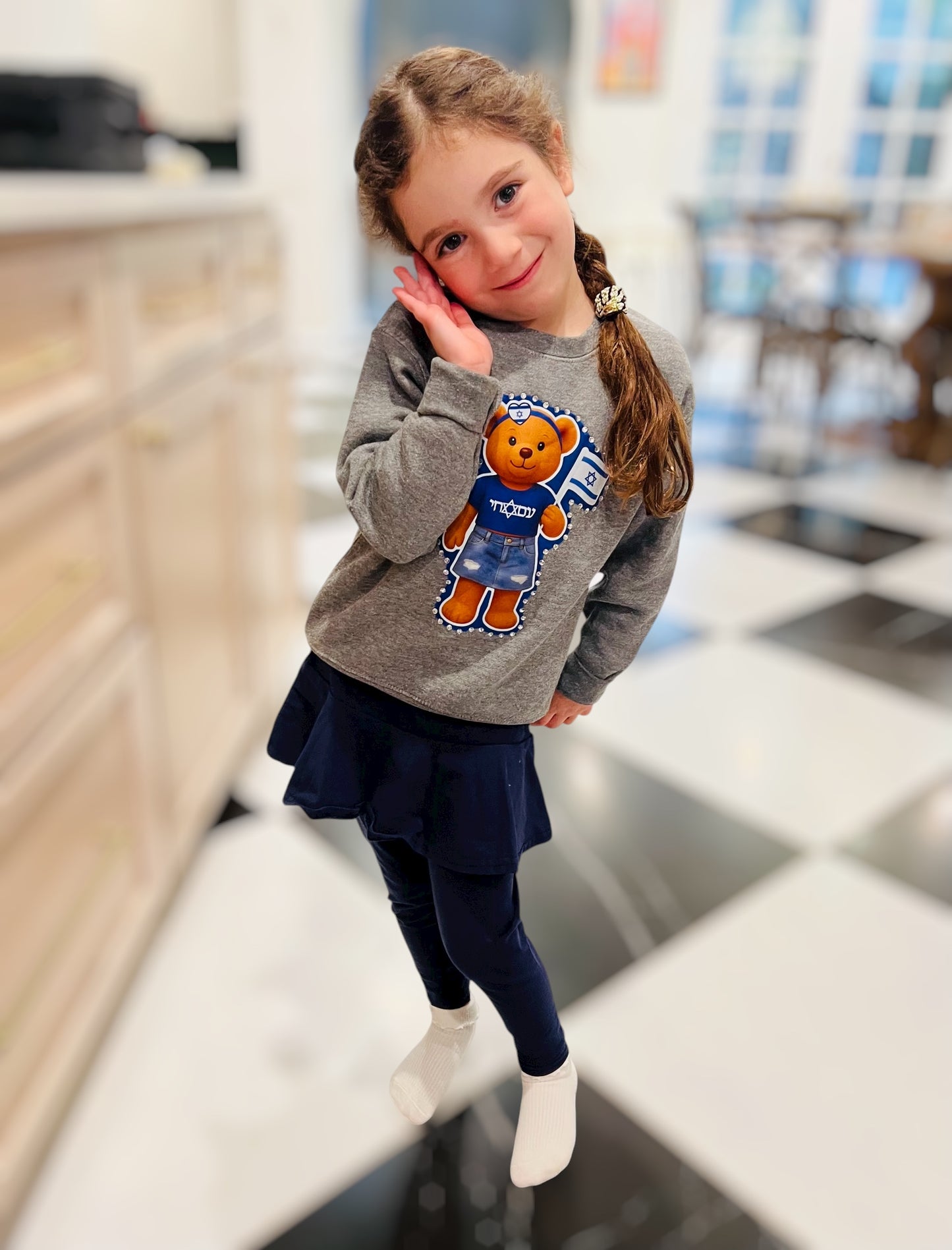 Girls Israel bear sweatshirt
