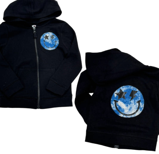 Blue Emoji zip hoodie