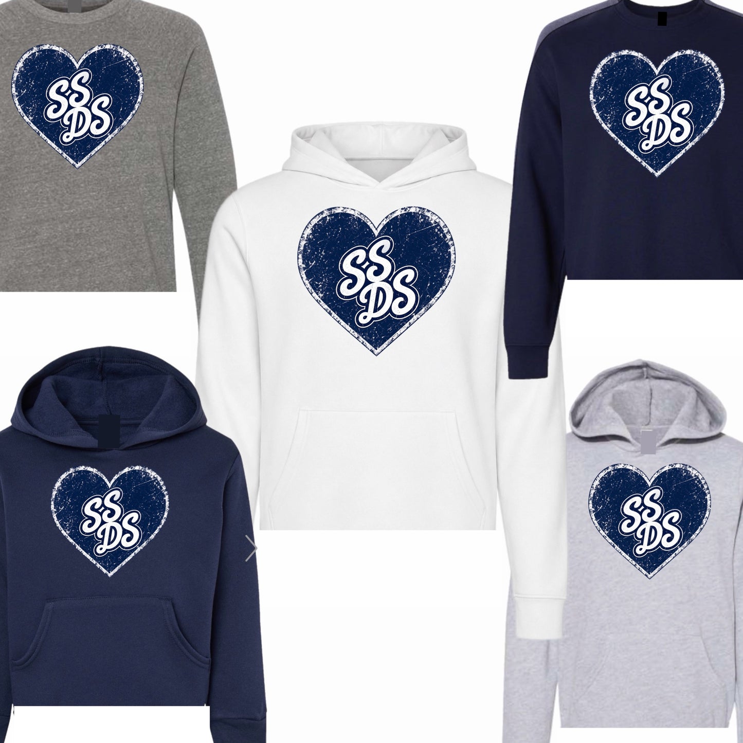Vintage Cursive Heart Hoodie- Raw Hem