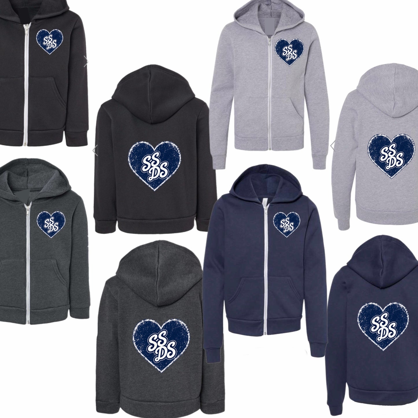 Vintage Cursive Heart Zip-Up