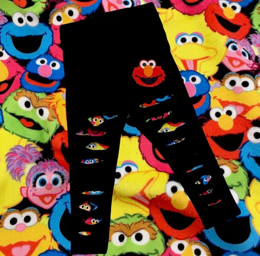 Red monster distressed leggings