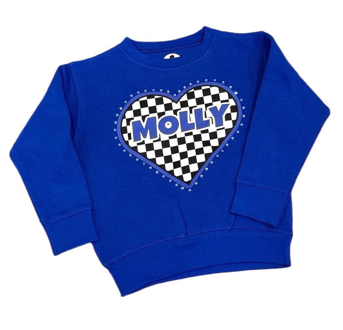 Checkered Heart Name Crewneck