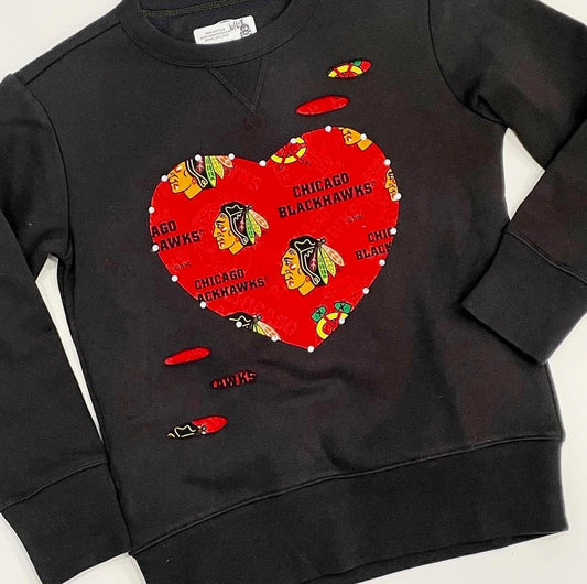 Chicago Blackhawks Heart Crewneck