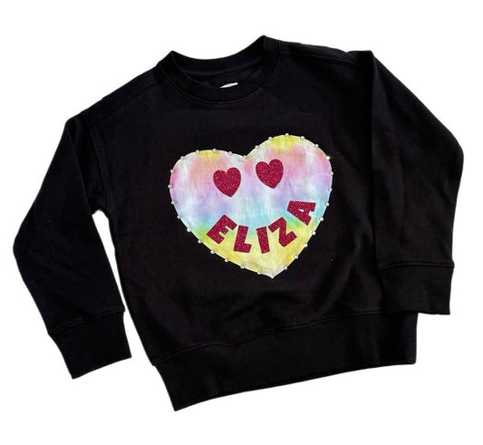 Tie-dye Heart Emoji Name Crewneck