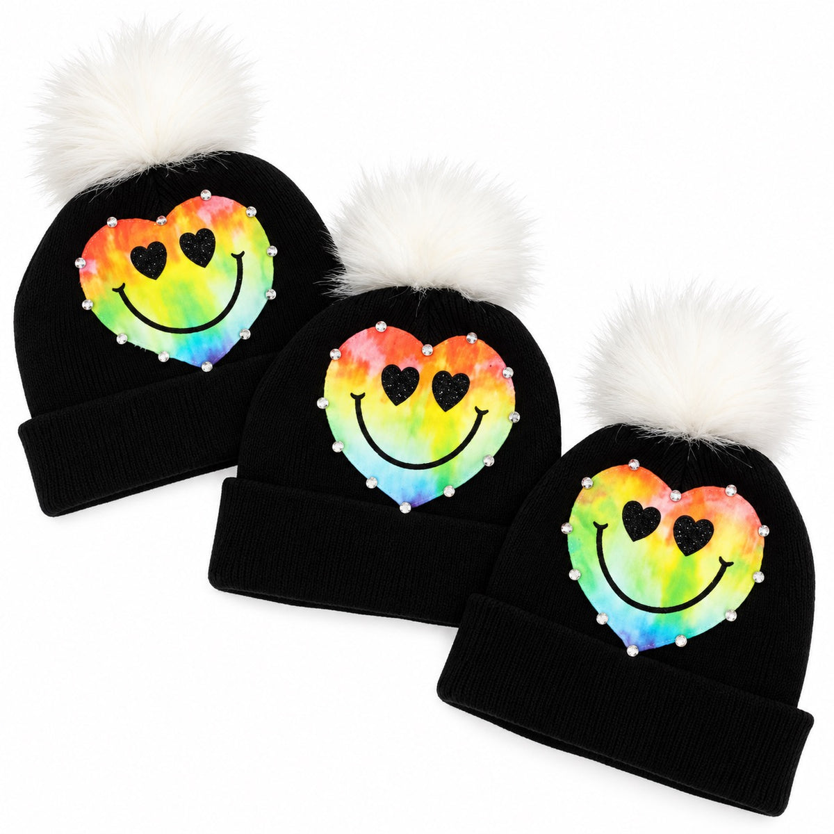 Tie-Dye Heart Heart Eyes Smiley Hat