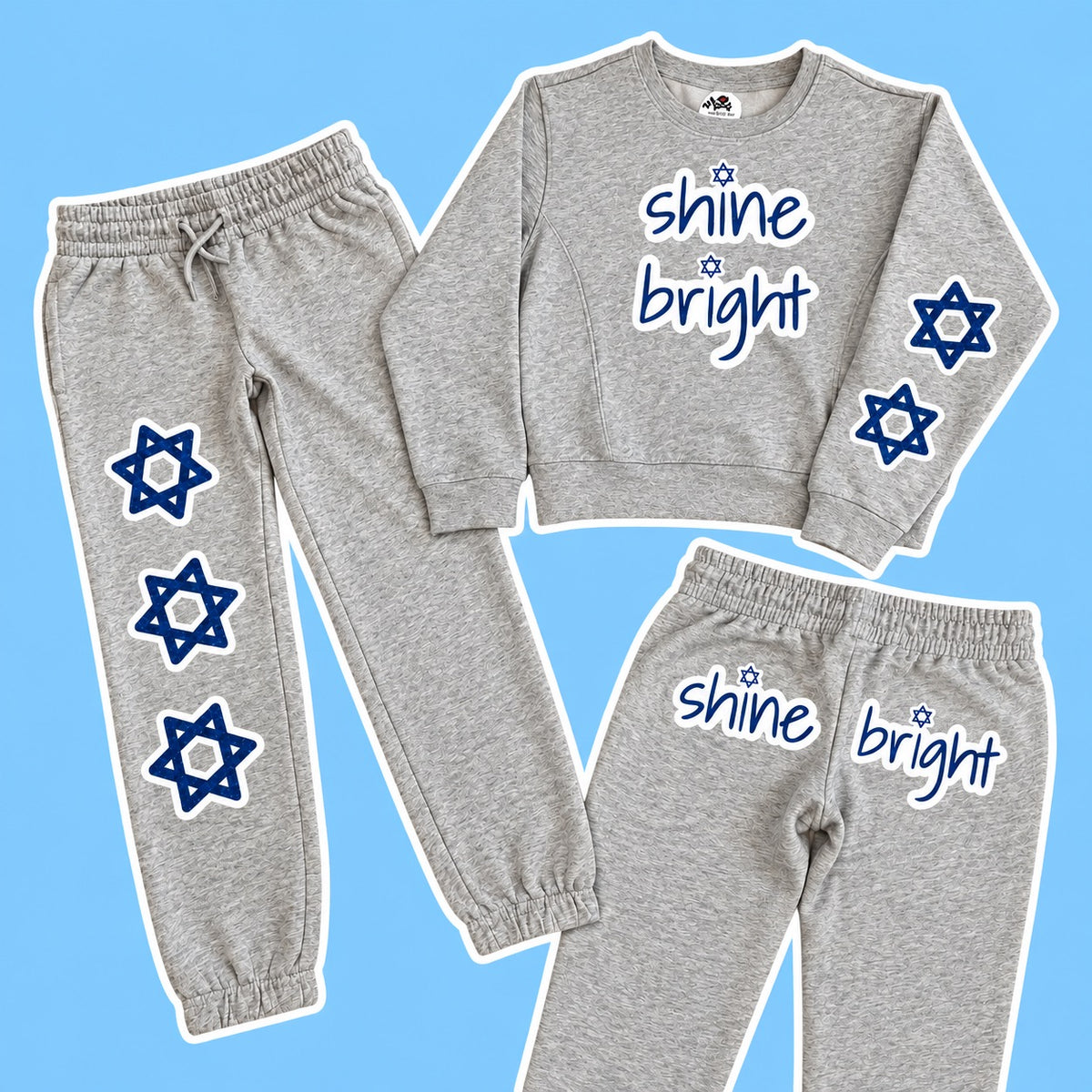 Shine Bright Star of David Crewneck & Joggers Set