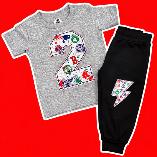 Boston/New England Sports tee & Joggers set