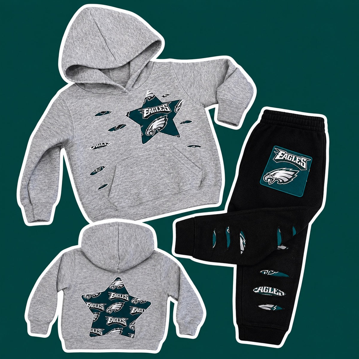 Philadelphia Eagles Distressed Hoodie & Jogger Set