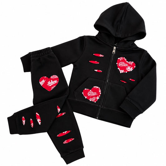 Indiana Hoosiers Distressed Zip-Up Hoodie & Jogger Set