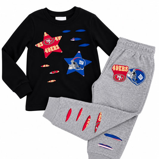 49ers & Giants Distressed Long Sleeve & Jogger Set