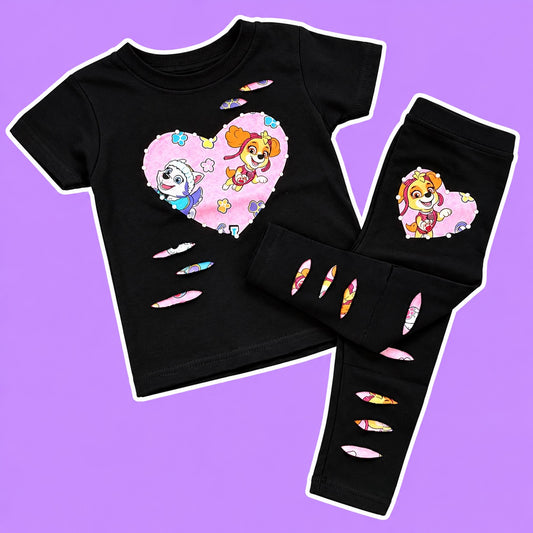Paw Patrol Heart Distressed Tee & Leggings Set