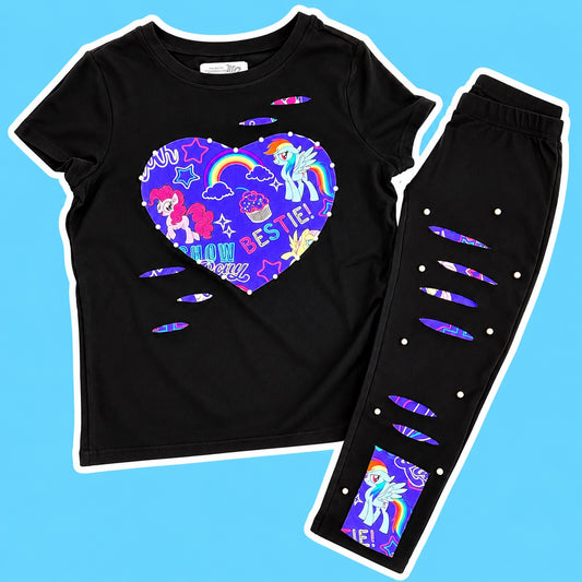 My Little Pony Distressed Heart Tee & Leggings Set