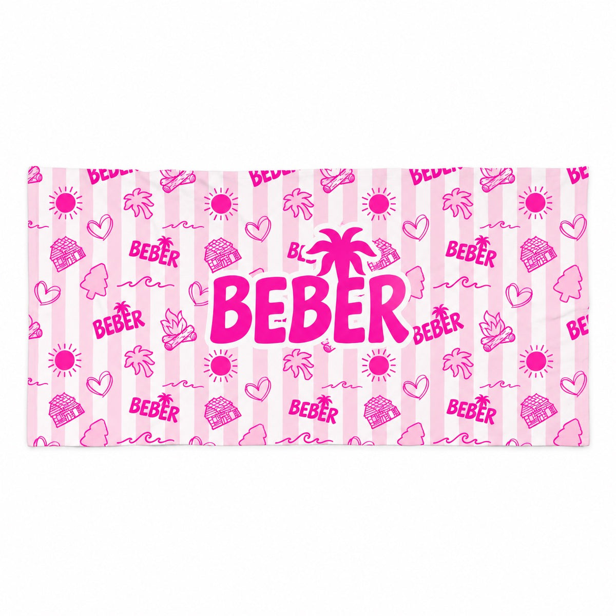 Pink Palm Camp Beach Towel