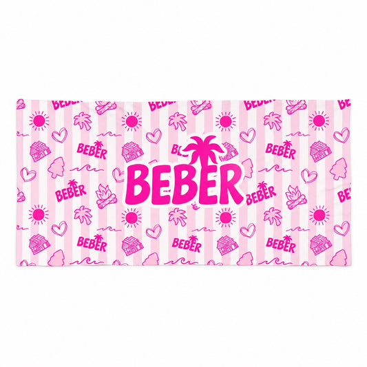 Pink Palm Camp Beach Towel