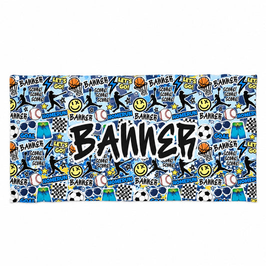Checkered Sports Beach Towel
