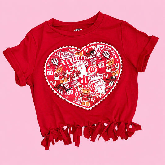 University of Indiana Heart Collage Fringe Tee