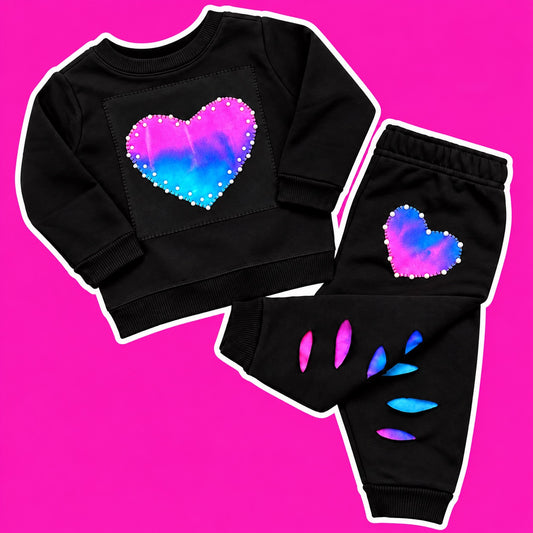 Tie-Dye Heart Crewneck & Joggers Set
