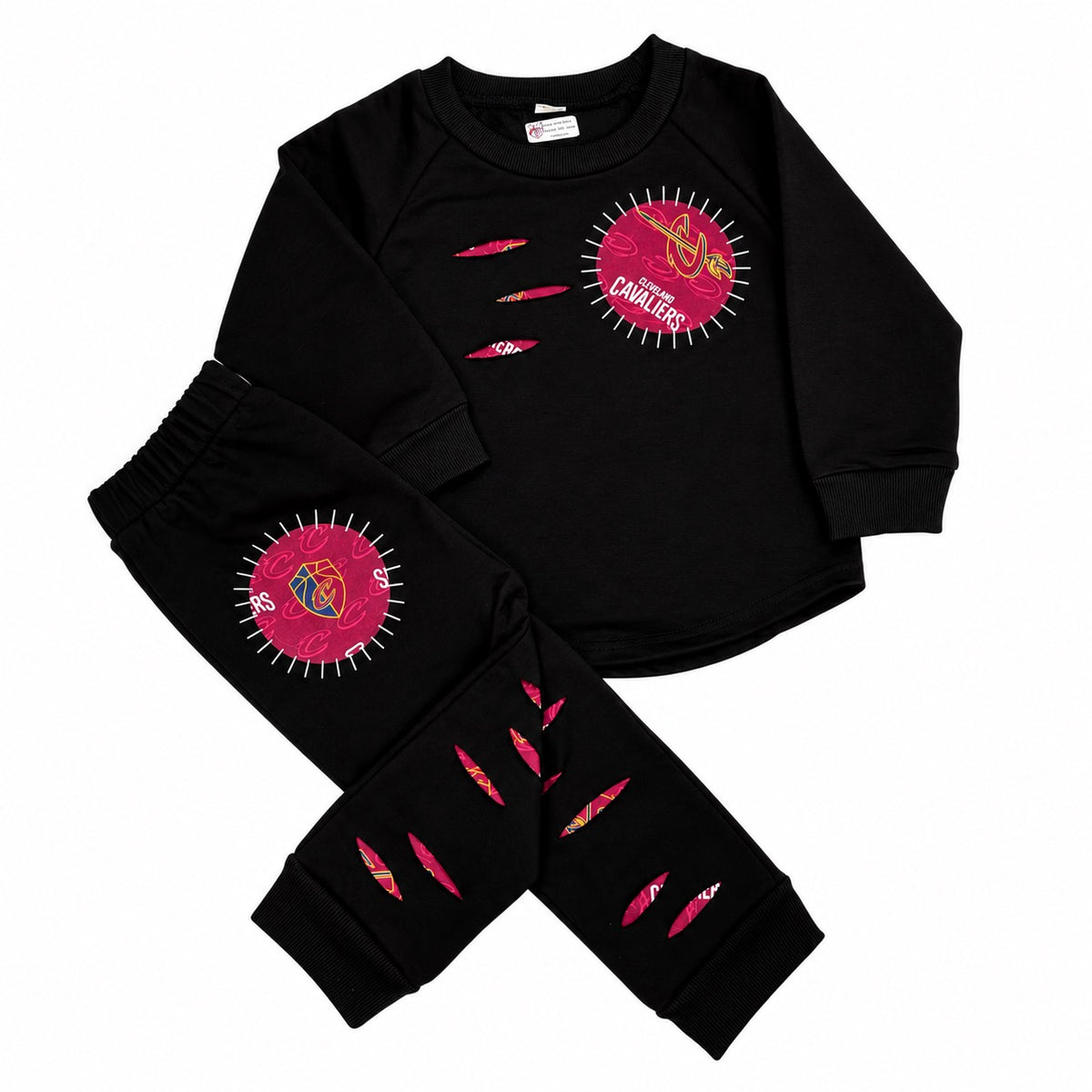 Cleveland Cavaliers Distressed Crewneck & Joggers Set