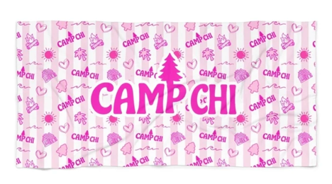 Pink Palm Camp Beach Towel