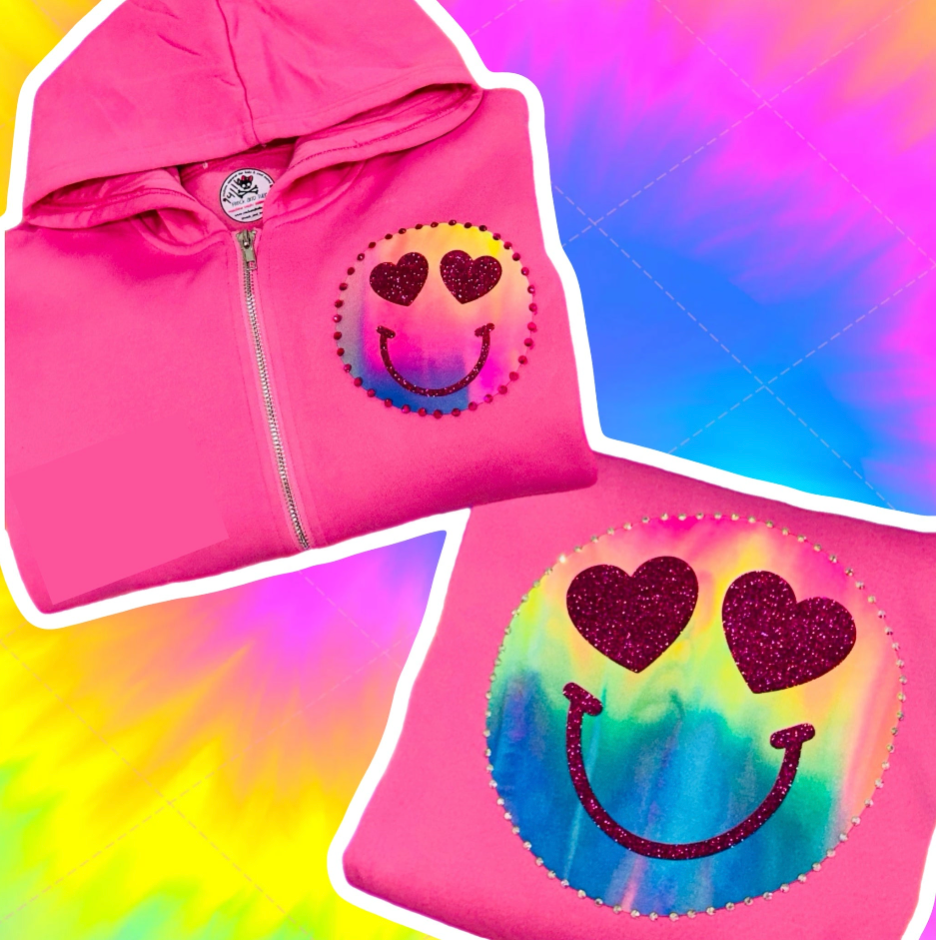 Tie-Dye Emoji Zip-Up