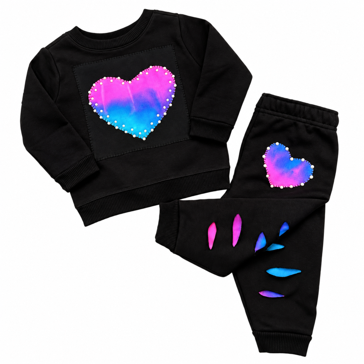 Tie-Dye Heart Crewneck & Joggers Set